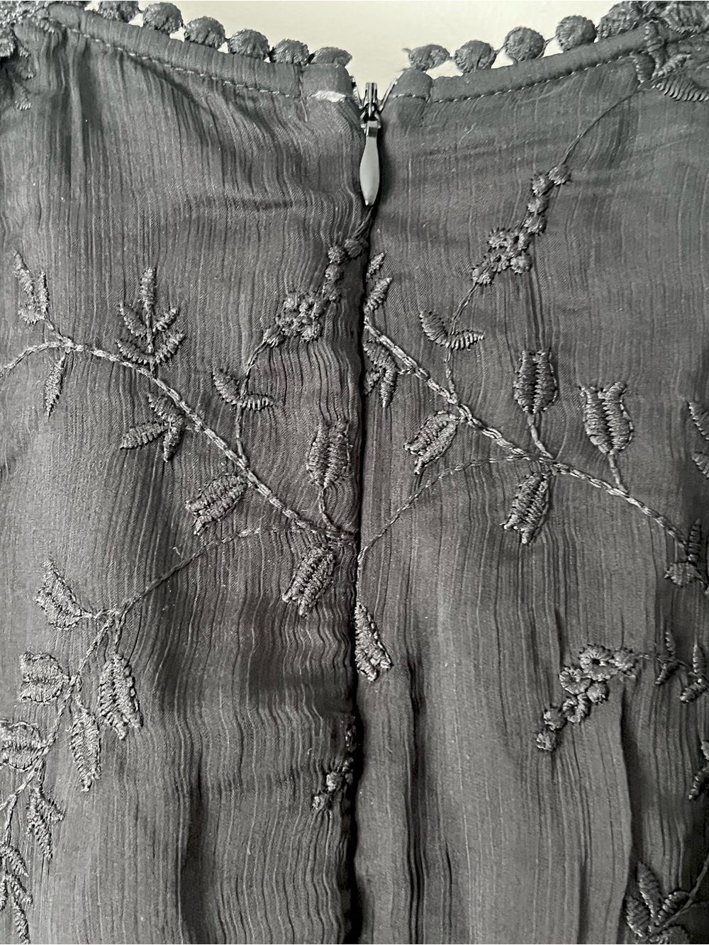 the clothing company Black Eyelet-Trim Crochet Embroidered Floral Mini Dress - Picture 9 of 10